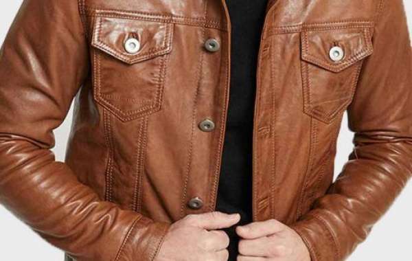 Mens Brown Leather Jacket for sale